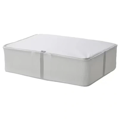 Image of I K E A HEMMAFIXARE Storage Organizer Case Fabric Striped/White/Grey 69x51x19 cm + 1 Shoe Bag