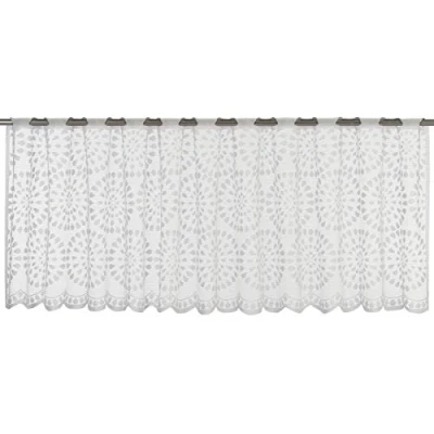 Image of Elbersdrucke Circolo 00 198411 Bistro Curtain White Transparent 45 x 160 cm Panel Short for Kitchen Window Privacy Screen