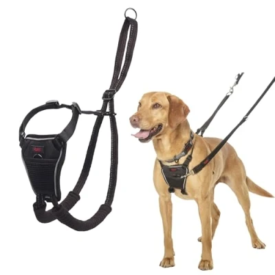 Image of HALTI No Pull Harness Size Medium, Professional Dog to Stop Pulling on the Lead, Easy Use, Anti Training Aid, Adjustable, Reflective and Breathable, For Medium Dogs, Black