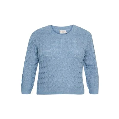 Image of Kaffe Curve Women&#039;s Plus Size Pullover Regular Fit Crew Neck Long Sleeves, Faded Denim, L