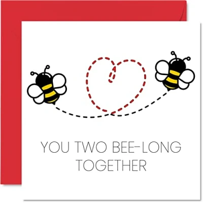Image of Wedding Cards for Bride and Groom Bee Long Together Happy Day Congratulations, Congrats Well Done Just Married Card, 145mm x Marriage Greeting Couples