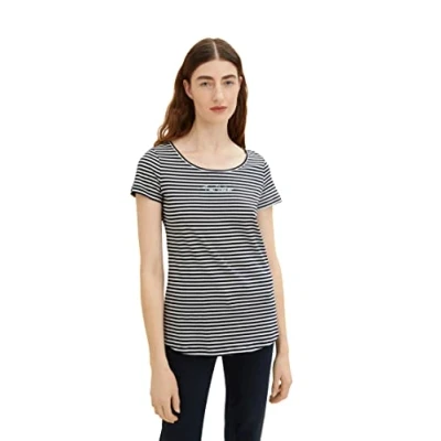 Image of TOM TAILOR Ladie&#039;s 1036192 T Shirt, 29220 Navy Stripes, L