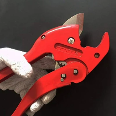 Image of Plastic Pipe Cutter 42mm PVC Cutters Heavy Duty Shear Plumbing Tools for Cutting O.D. PEX, PVC, and PPR Hoses (Red, SA 5501)