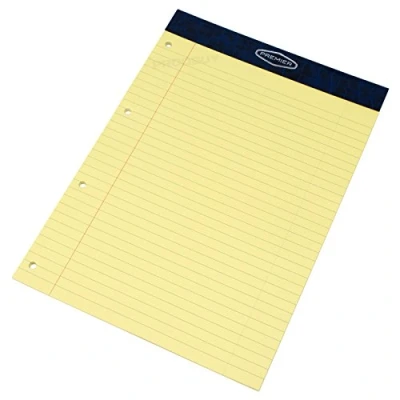 Image of [Pack of 5] Memory Aid A4 Yellow 50 Sheet (100 Page) Paper Notepad Refill Legal Lined Writing Pads