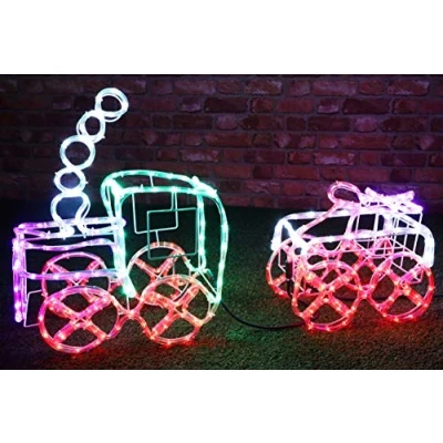 Image of Christmas Concepts® 100cm Multi Coloured 3D LED Static Rope Light Train &amp; Carriage Indoor/Outdoor Decorations