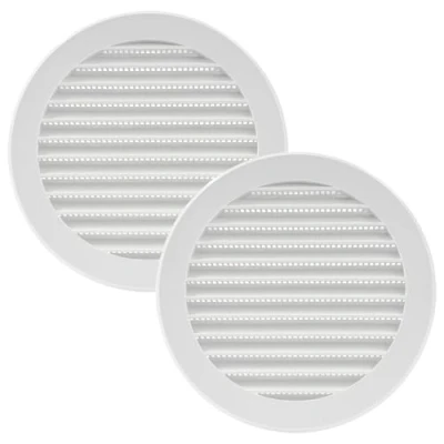Image of Vent Systems 125 mm / 5&quot; Inch Round Soffit Cover Pack of 2 White Louvered Plastic Grill Grille with Screen Mesh HVAC, Ducting, Pipe Air Supply Vents for Bathroom, Kitchen