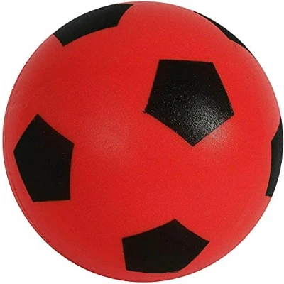 Image of OnlineStreet Size 4 Football Sponge Foam Soccer Ball; Ideal for Outdoor Games Kids, Indoor Football, Kids’/Adults’ Garden Games, and Beach Families (17.5 cm) (Red)