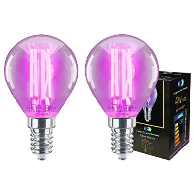 Image of 2 x 4w Purple LED Golf Ball Light Bulb E14 Small Edison Screw Clear Glass G45 Filament