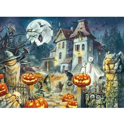 Image of Ravensburger 13264 Halloween House 300 XXL Animals, unicorn Children&#039;s Puzzle, Orange and Black