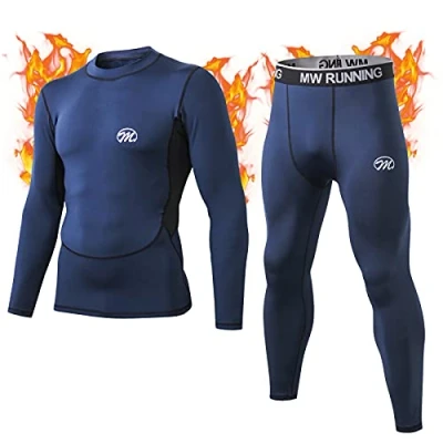 Image of MeetHoo Men’s Thermal Underwear Set, Compression Base Layer Sports Long Johns Fleece Lined Winter Gear Running Skiing