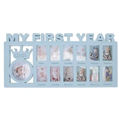 Image of My First Year Baby Photo Frame Picture Frames Album Hand and Footprint Kit Keepsake 1 12 Months Multi Display Gift for New Mums Dads