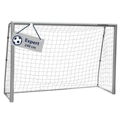 Image of Hudora Soccer Goal Expert Large Weatherproof Steel Football Premium Outdoor Training for Kids &amp; Adults, Grey
