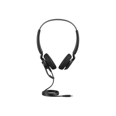 Image of Jabra Engage 40 Wired Stereo Headset with Noise Cancelling 2 Mic Technology, Ultra Light Design and USB C Cable works all leading Unified communications platforms such as Zoom, Unify Black