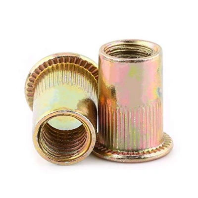 Image of 100 pcs M3 M12 Rivet Nut Carbon Steel Flat Threaded Flange Rivnut Head Insert Nutsert Fastener Knurled Nutserts (M5)