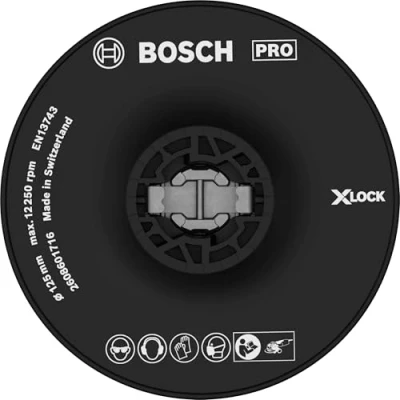 Image of Bosch 1x PRO Backing Pad for Small Angle Grinders, X Lock, Hard (Ø 125 mm, Professional Accessory Grinder)