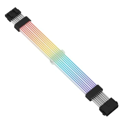 Image of CiT Pro Addressable RGB Power Sleeved PC Extension Cable With 16.8 Million Colours, ARGB 2 x 8 Pin 18AWG Cable, Supply For PCIe &amp; GPU White Black