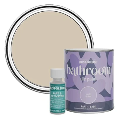 Image of Rust Oleum Beige Water Resistant Bathroom Tile Paint in Matt Finish Butterscotch 750ml