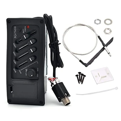 Image of Jiayouy Guitar Pickup 4 Band EQ 7545R Preamp Amplifier Equalizer Tuner Piezo for Acoustic Guitars