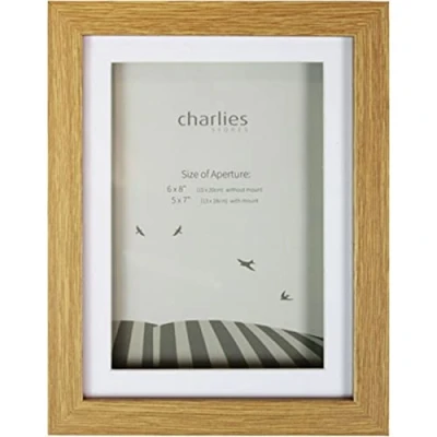 Image of Charlies Oak Effect Box Picture Frame 6 x 8