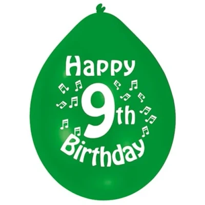 Image of Amscan Int995552 Balloon Pk10 22Cm H 9Th Birthday