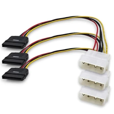 Image of XANHAM 3 Pack 7.8 Inch 4 Pin Molex to SATA Power Cable, IDE 4Pin Male 15 Female Adapter Cable
