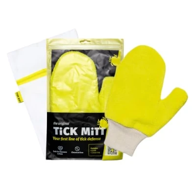 Image of Yellow Tick Removal Glove Protective Tool for Humans and Pets Safely Remove Ticks with Ease Durable, Comfortable, Easy to Use