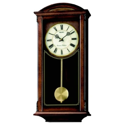 Image of Seiko QXH030B Westminster/Whittington Dual Chime Wall Clock with Pendulum, Brown