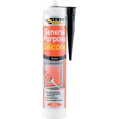 Image of Everbuild General Purpose Silicone Sealant Waterproof Suitable for Interior and Exterior Use Black 280ml