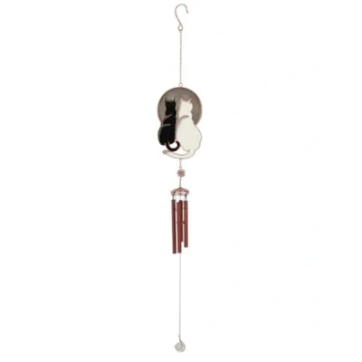 Image of Enchanting Multicolor Metal Gazing Cats Windchime 83cm x 10cm (1 Pc.) One of a Kind &amp; Stylish Design Durable Handcrafted Ideal for Home Decor