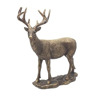 Image of The Leonardo Collection Bronzed Deer Figurine For Home &amp; Office Decor Ornaments Gift Women Men Beautiful Indoor Outdoor Living Room