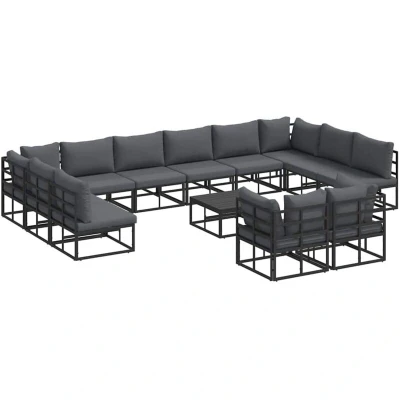 Image of vidaXL Garden Sofa Set 13 pcs Black 70 x 32 cm Aluminium