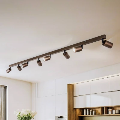 Image of TK Lighting Top downlight, adjustable, brown, 8 bulb linear