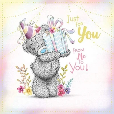 Image of Me To You Bear Just For Holding Present Birthday Card