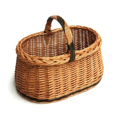 Image of Prestige Wicker Willow Basket with Handle, Natural, 41x27x30 cm