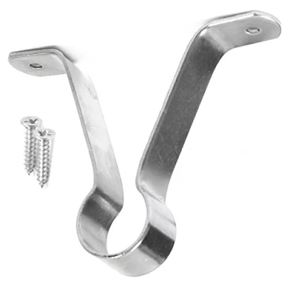 Image of White Hinge 4x Chrome Wardrobe Rail Brackets Clothes Hanging Rod Supports