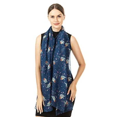 Image of London scarfs Women s fashion Butterfly Print Long Scarves floral Neck Scarf Shawl (14 Navy)