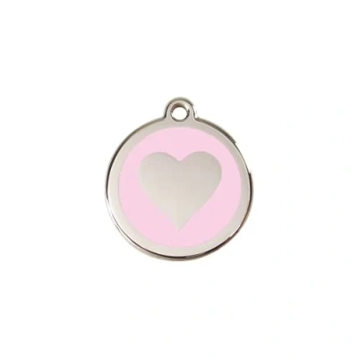 Image of Red Dingo Heart Enamel Dog Tag Pink Small