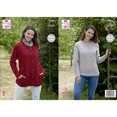 Image of King Cole 5298 Knitting Pattern Womens Jacket/Cardigan and Sweater in Big Value Aran