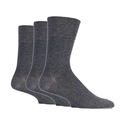 Image of 3x Pairs of Mens Plain Gentle Grip Non Elastic Socks/UK 6 11 Eur 39 45 (Plain Grey)