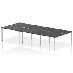 Image of Impulse Bench B2B 6 Person 1200 Silver Frame Office Desk Black