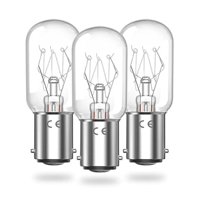 Image of Klarlight Bayonet Light Bulb 15W, B15 Sewing Machine Dimmable, T22 Ba15d Small for Machine, Night Light, Appliance Lamps, AC220 240V, Warm White 2700K (3 Pack)