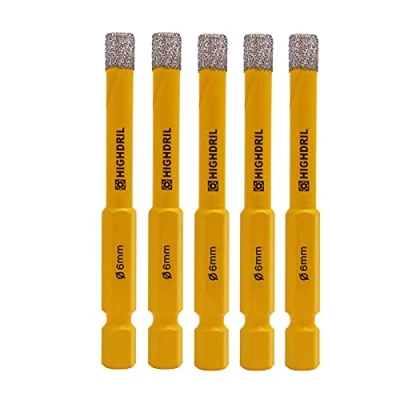 Image of HIGHDRIL Dry Diamond Drill Bits,5pcs 6mm 1/4&quot; with Hex Shank for Granite Marble Porcelain Tile Ceramic