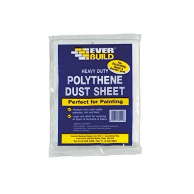 Image of Everbuild Polythene Dust Sheet Heavy Duty Waterproof Clear 12 ft x 9 (3.6 m 2.7 m)