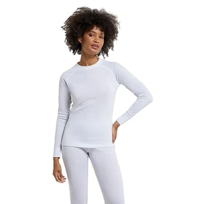 Image of Mountain Warehouse Talus Womens Long Sleeves Baselayer Top Thermal Underwear, Lightweight Ladies Tee Shirt, Breathable, Easy Care for White Women&#039;s Size 14