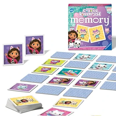 Image of Ravensburger Gabbys Dollhouse Toys Educational Mini Memory Game for Kids Age 3 Years Up Matching Picture Snap Pairs