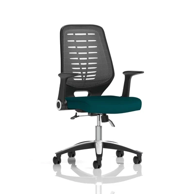 Image of Relay Task Operator Chair Bespoke Colour Silver Back Maringa Teal