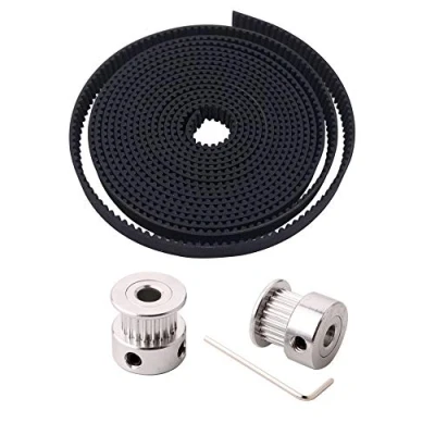 Image of QitinDasen 2m 3D Printer GT2 Timing Belt Kit, 2mm Pitch 6mm Width Rubber Belt, with 2Pcs 5mm 20 Teeth Aluminum Pulley, for CNC Machine