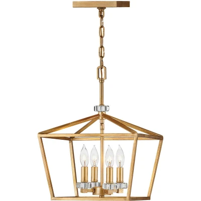 Image of Hinkley Stinson Lanterns Pendant Ceiling Light Distressed Brass