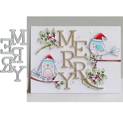 Image of Merry Frame Metal Die Cuts Dies Stencil, Cutting Cut Stencils DIY Scrapbooking Cards Photo Album Craft Decorative Embossing Paper for Card Making