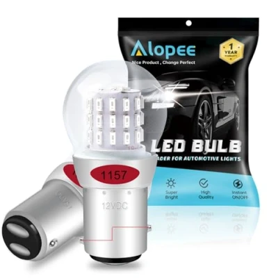 Image of Alopee P21/5W 1157 BAY15D Brake Light Bulbs, Super Bright Red 2057 2357 7528 39 Pcs 3014 Chipset 12V LED Bulb for Rear Stop Tail Position Bulbs